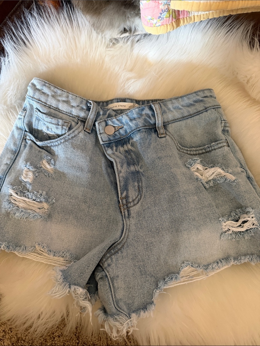 Altar'd State Light Blue Distressed Denim Shorts